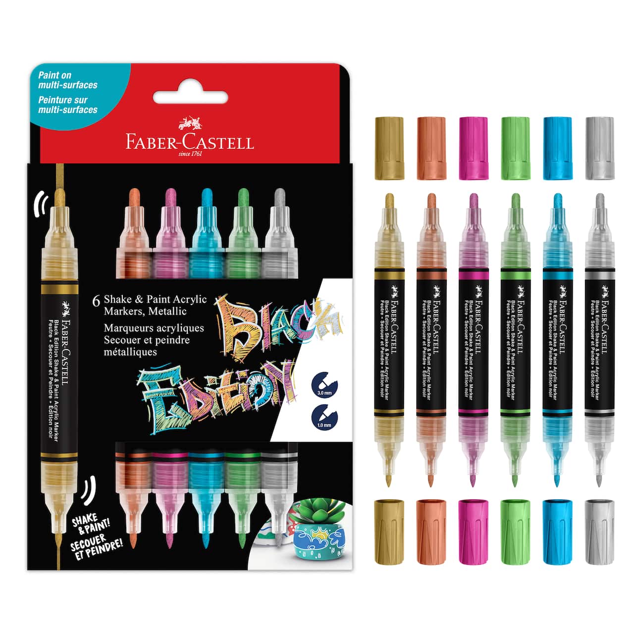 Faber-Castell® Black Edition Metallic Colors Shake & Paint Markers